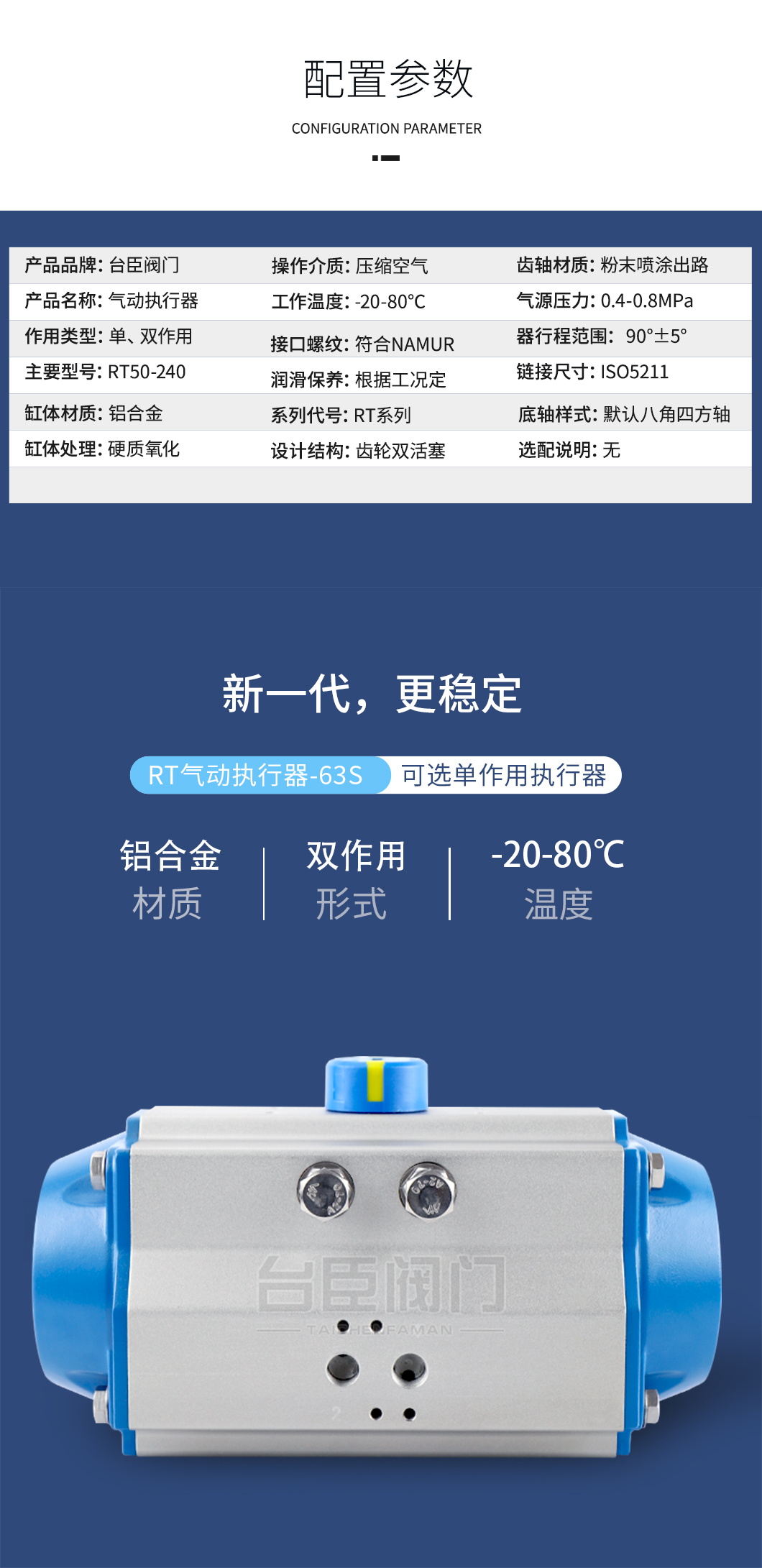 RT氣動執(zhí)行器配置參數(shù)